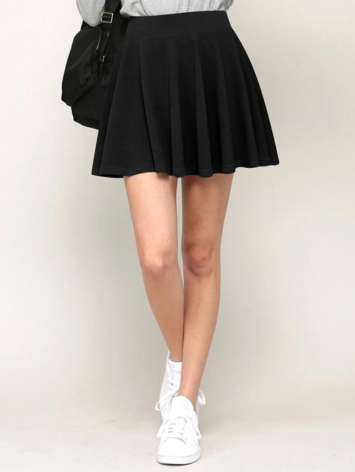 women black solid high rise skater skirt - 21980871 -  Standard Image - 0
