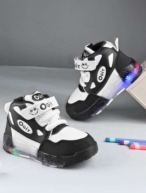 boys white lace up high ankle sneaker