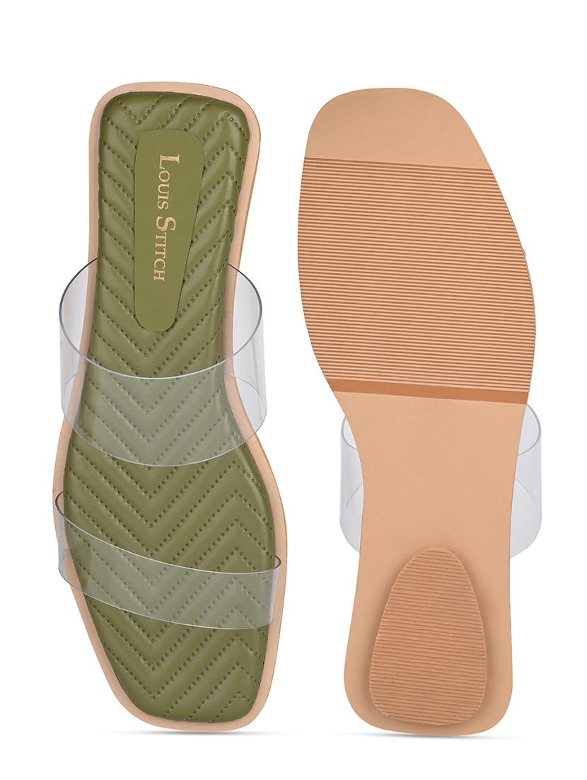 women green solid slip on flat - 21980900 - Standard Image - 3