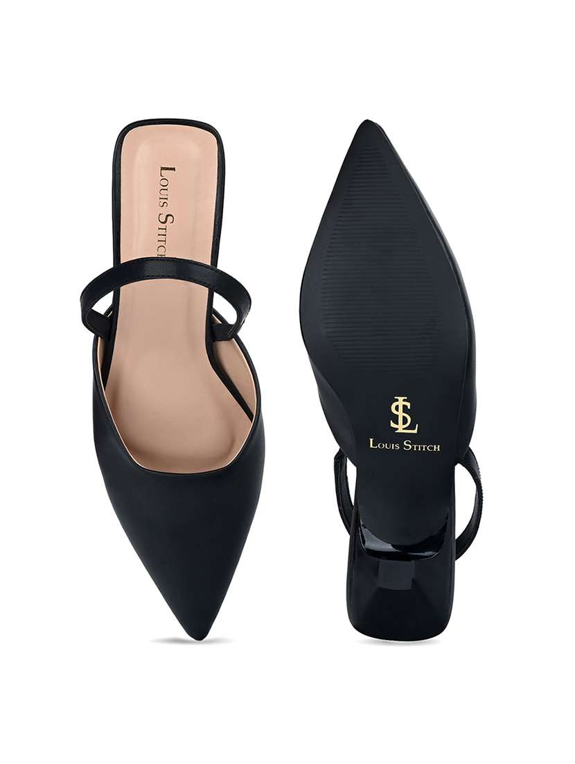 women black solid pointed mules  - 21980913 -  Standard Image - 3
