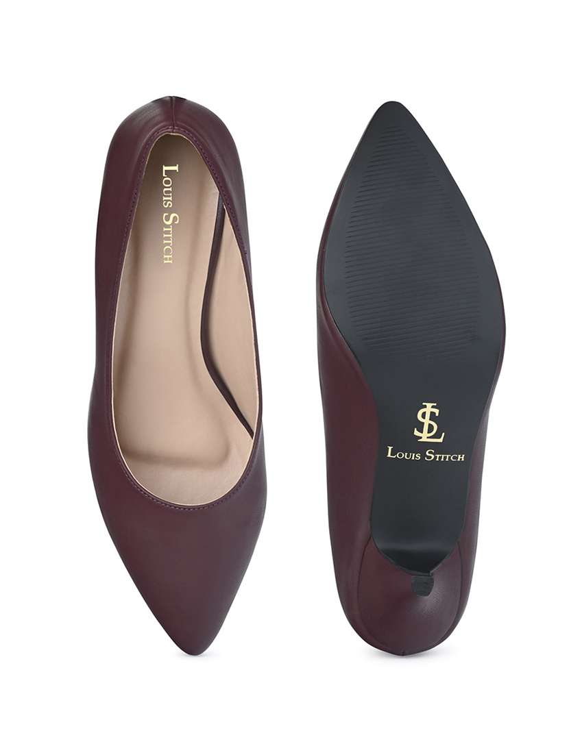 women maroon solid pump - 21980916 -  Standard Image - 3