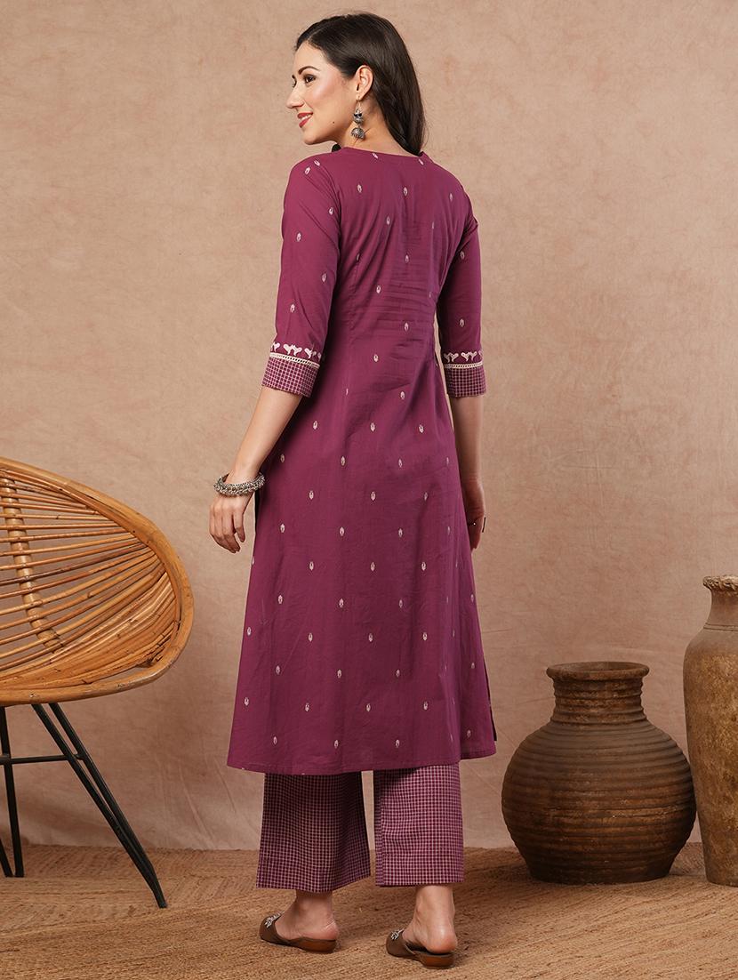 women self designed round neck a-line kurta with pocket - 21980938 - Standard Image - 3