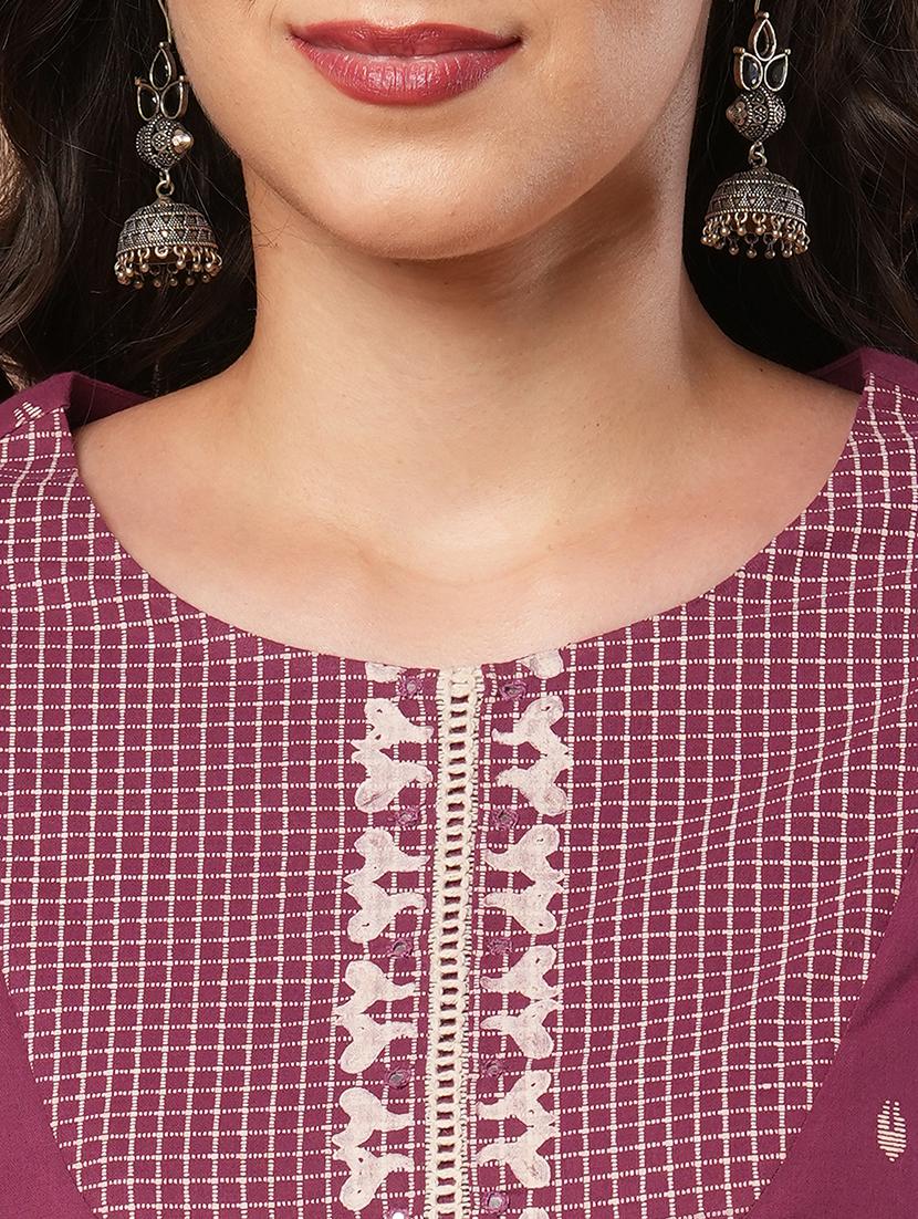 women self designed round neck a-line kurta with pocket - 21980938 - Standard Image - 5