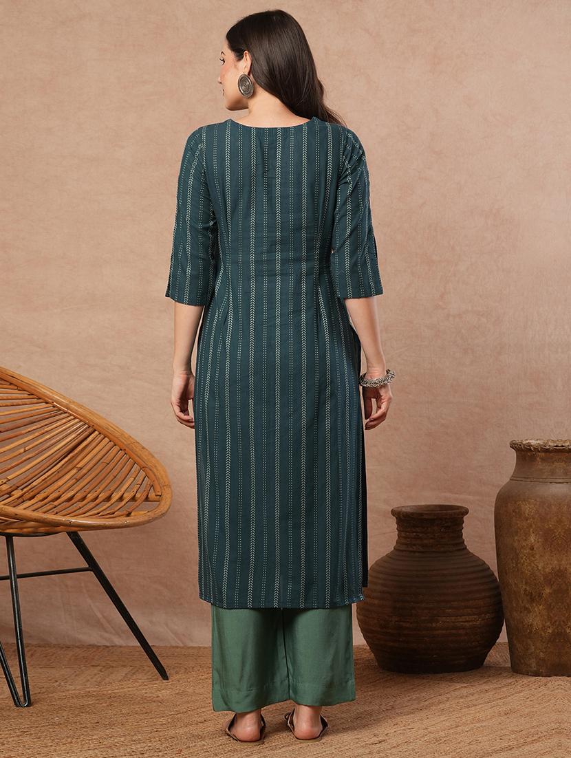women printed notch neck straight kurta - 21980942 - Standard Image - 5