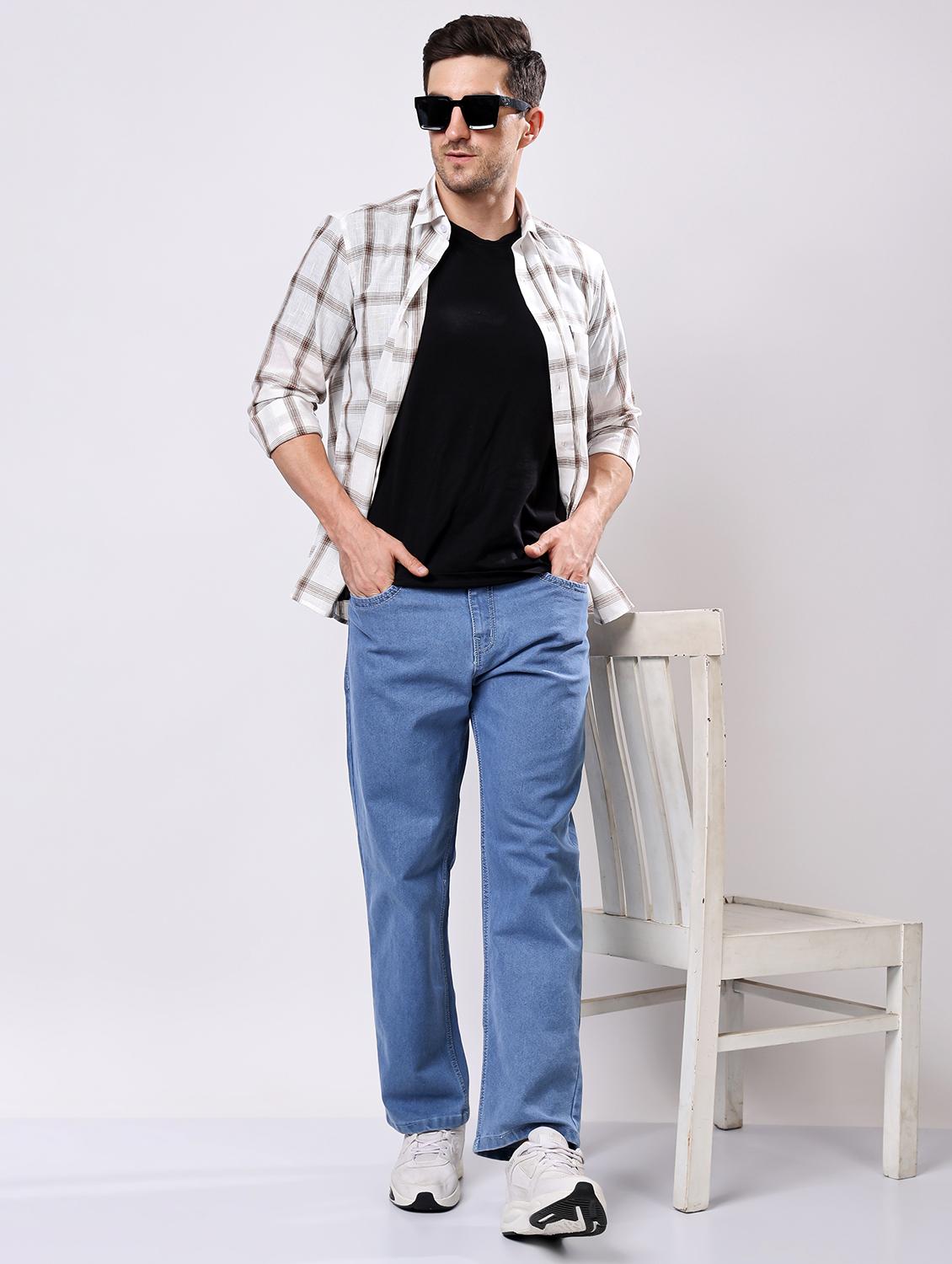 men light blue mid rise full length jeans - 21980960 - Standard Image - 3