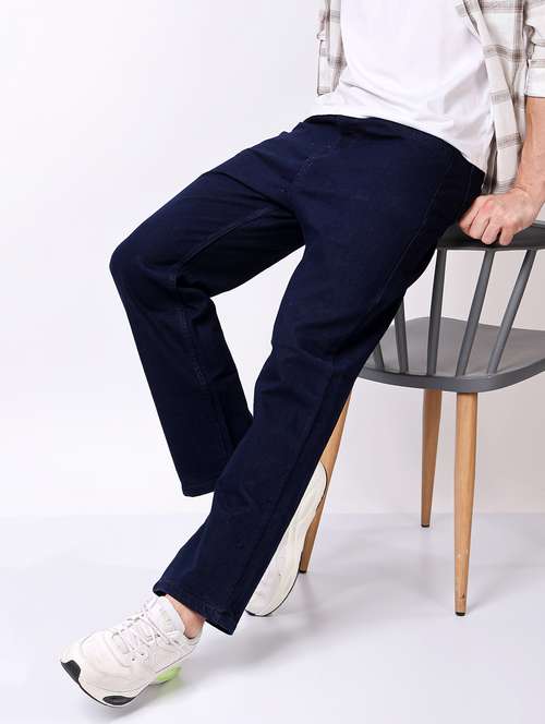 men navy blue mid rise full length jeans - 21980961 -  Standard Image - 0