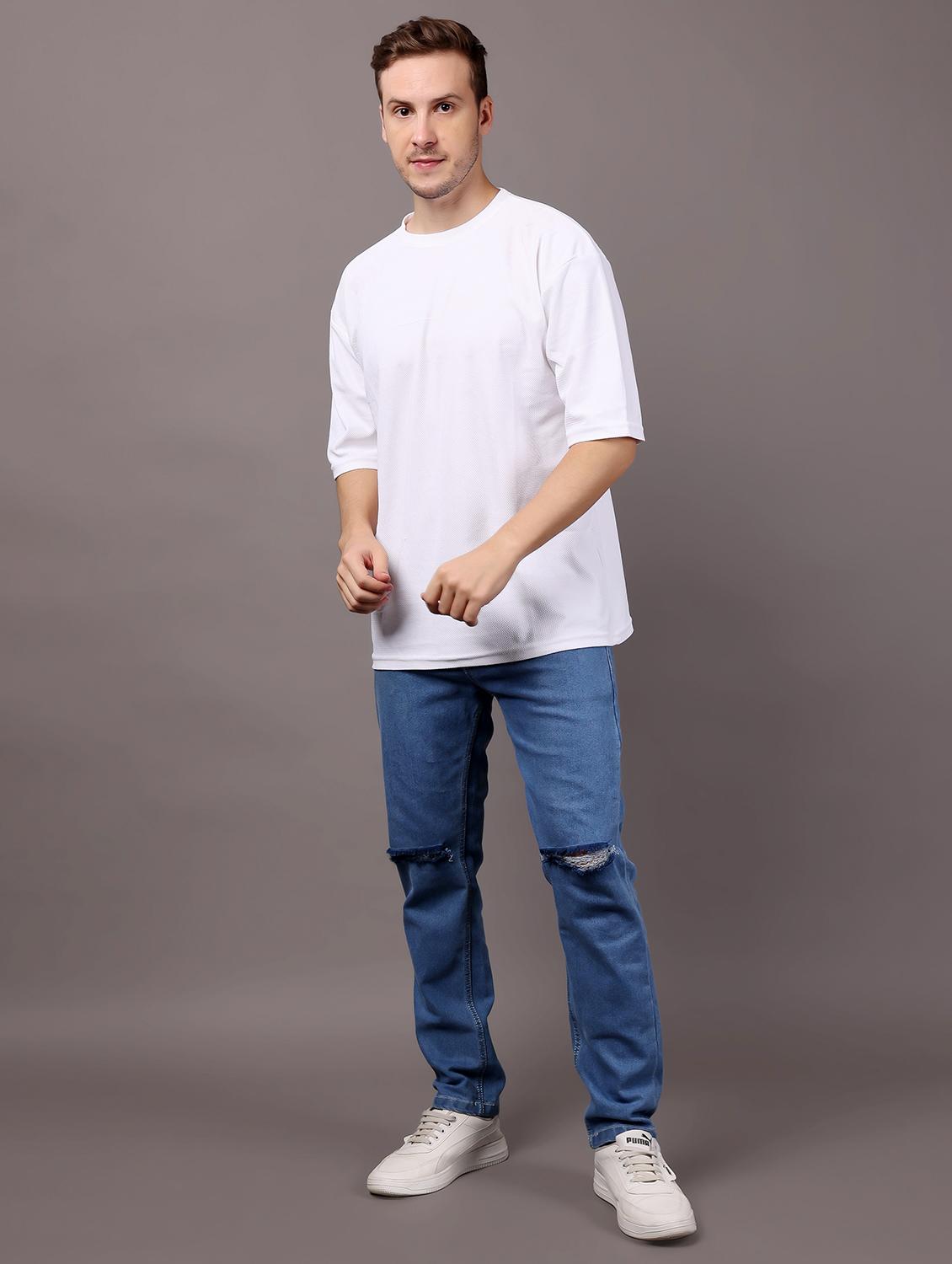 men light blue slash knee mid rise full length jeans - 21980965 - Standard Image - 3