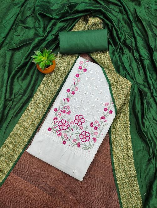 women solid with work embroidered unstitched suit set - 21981021 -  Standard Image - 0