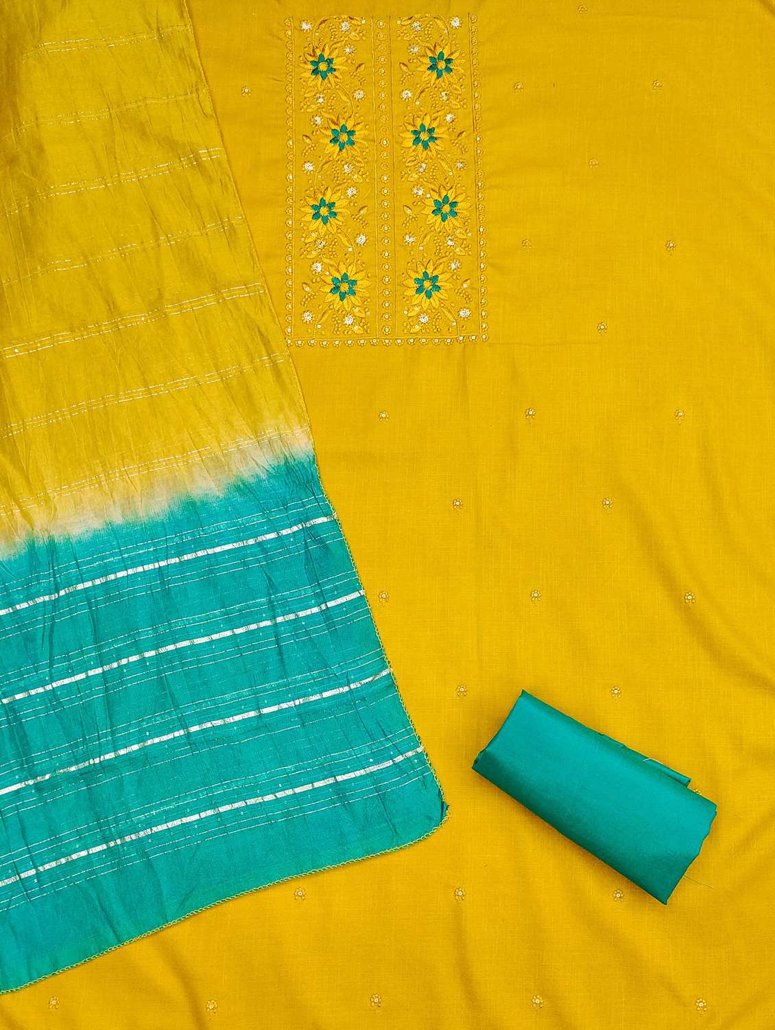 women solid with work embroidered unstitched suit set - 21981031 -  Standard Image - 3