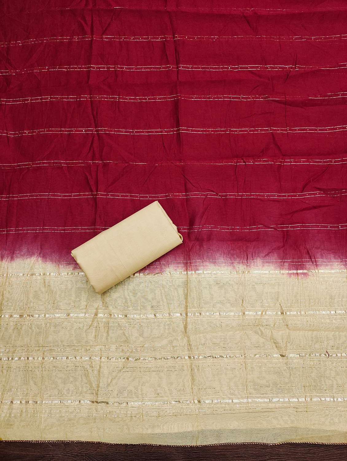 women solid with work embroidered unstitched suit set - 21981032 -  Standard Image - 3