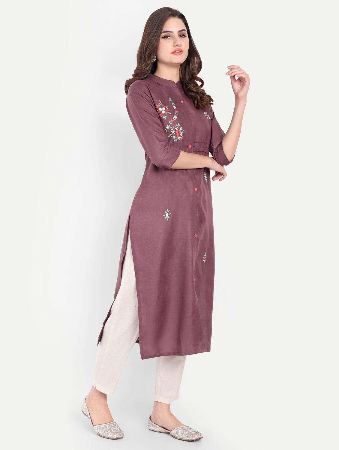 women embroidered three quarter sleeve kurta - 21981041 -  Standard Image - 5