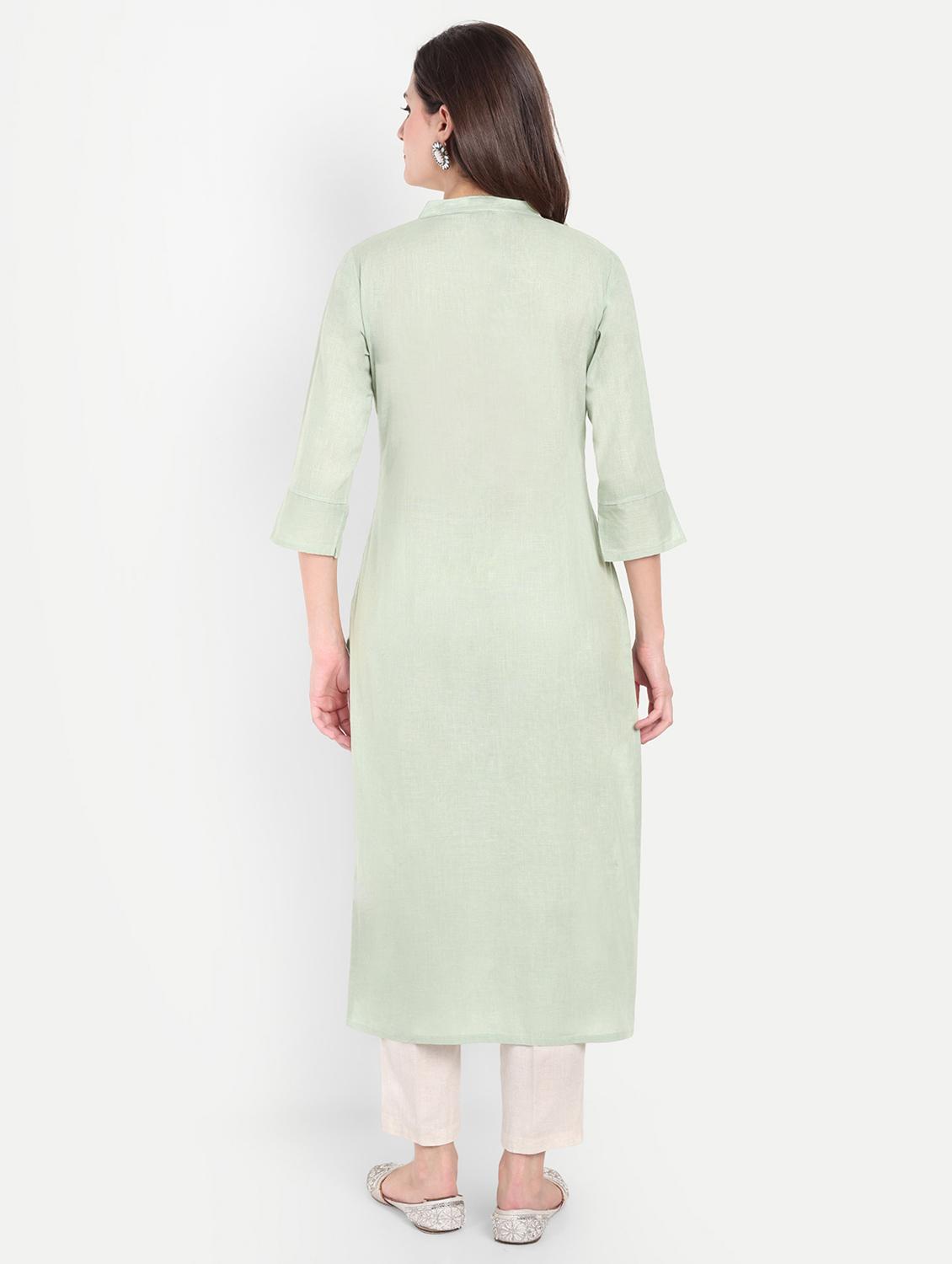 women embroidered three quarter sleeve kurta - 21981042 - Standard Image - 3