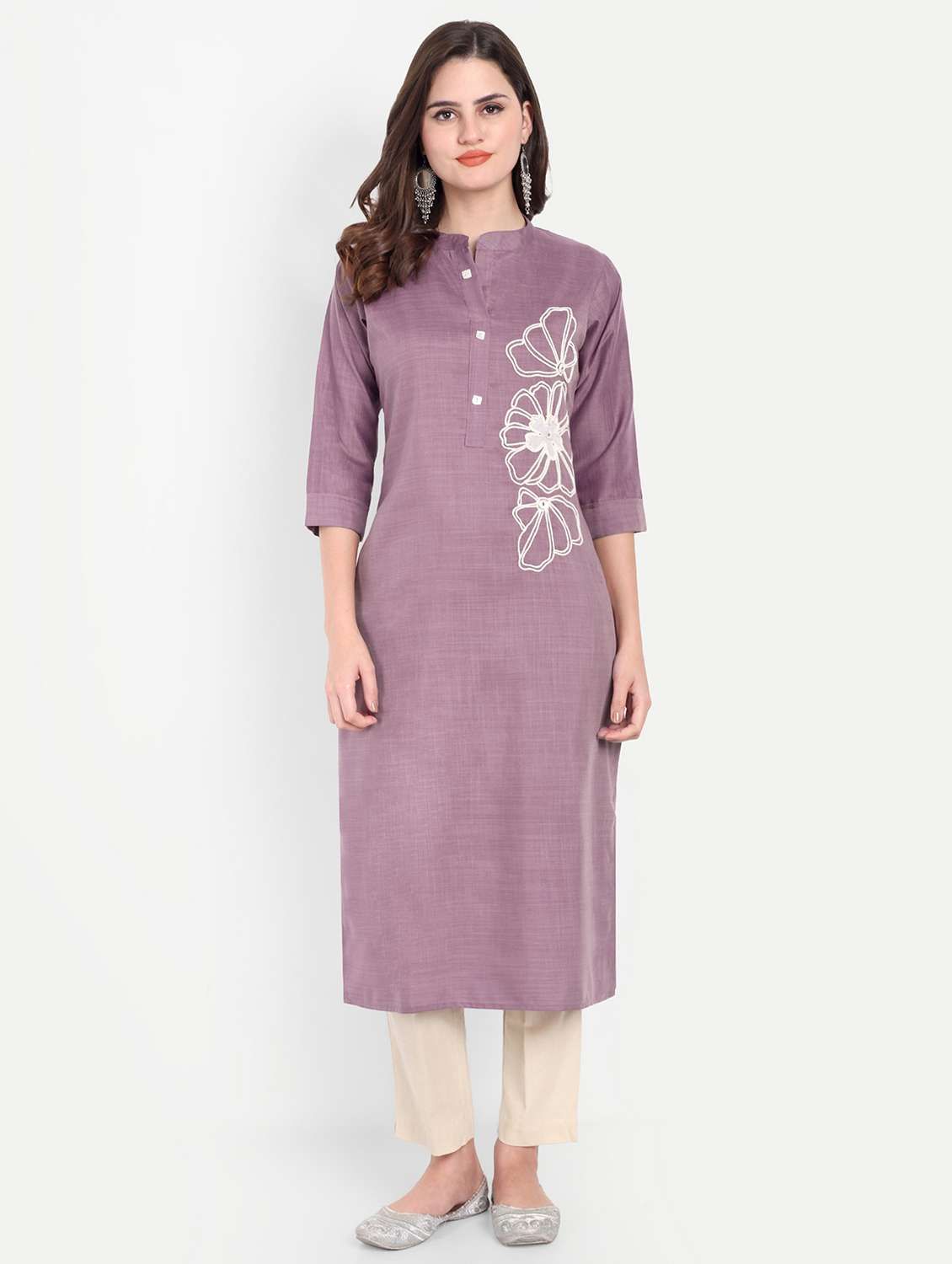 women embroidered three quarter sleeve kurta - 21981046 -  Standard Image - 5