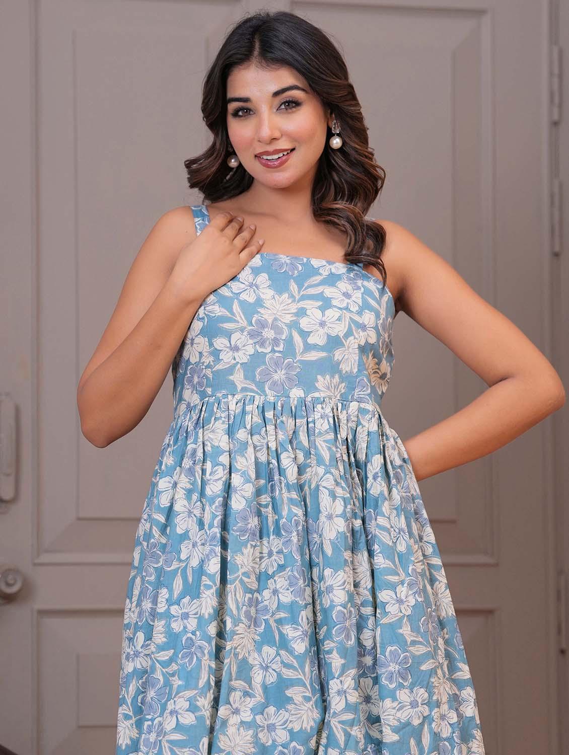 women floral print shoulder strap ballon dress - 21981056 - Standard Image - 5