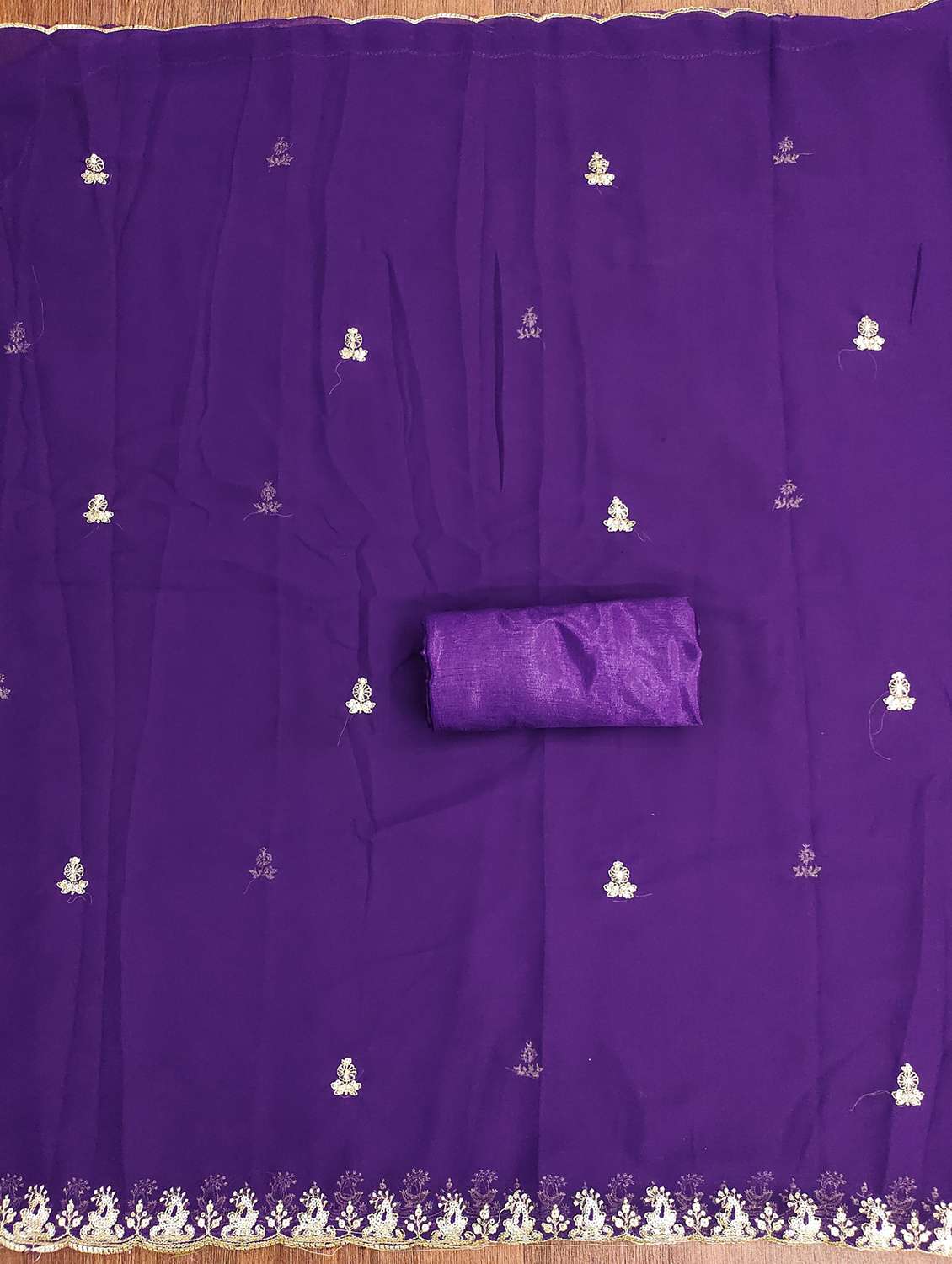 women solid with work embroidered unstitched suit set - 21981137 -  Standard Image - 3