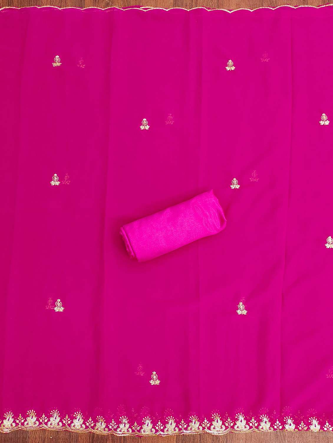 women solid with work embroidered unstitched suit set - 21981138 -  Standard Image - 3