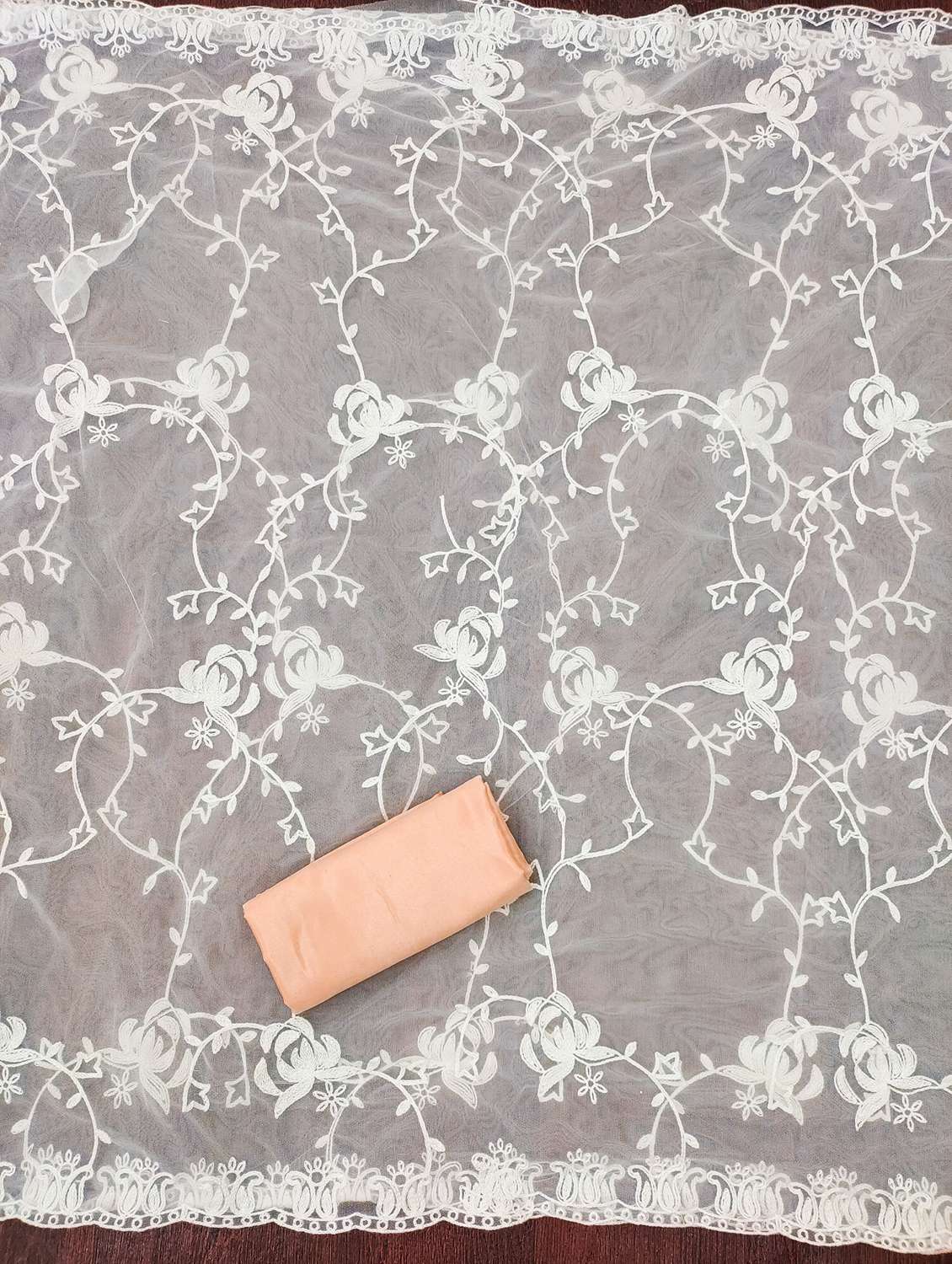 women solid with work embroidered unstitched suit set - 21981155 -  Standard Image - 3