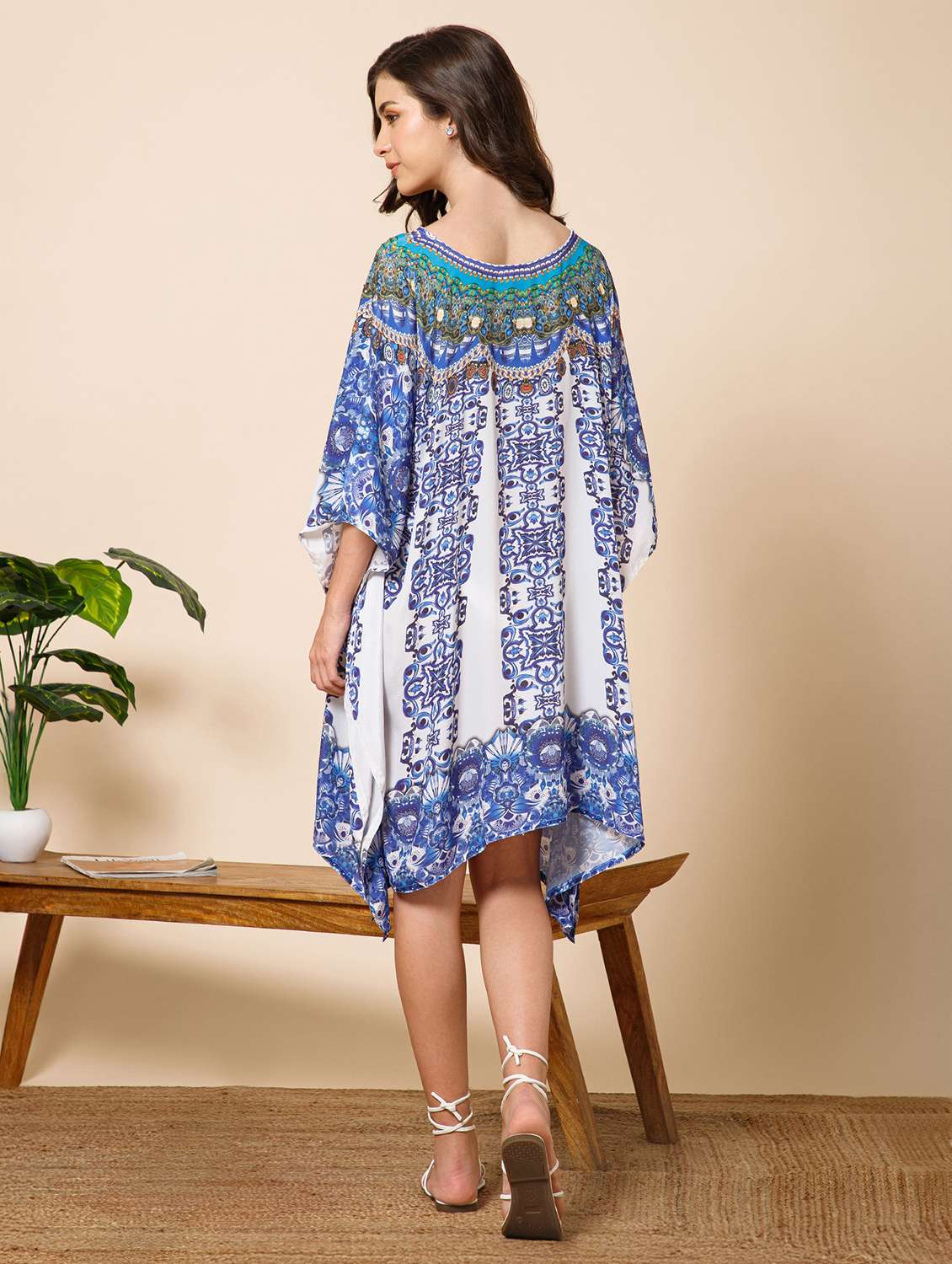 women printed kimono sleeve kaftan dress - 21981165 -  Standard Image - 3