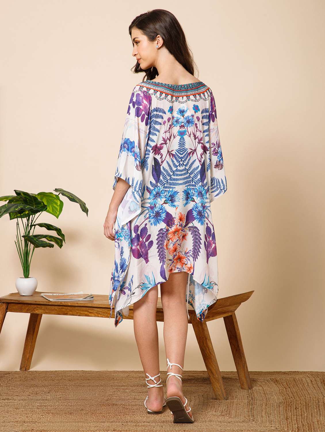 women printed kimono sleeve kaftan dress - 21981166 -  Standard Image - 3