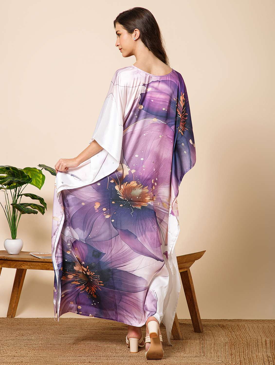 women printed kimono sleeve kaftan maxi dress - 21981167 - Standard Image - 3