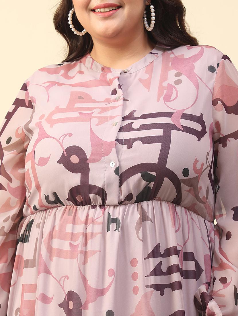 women plus size printed long sleeve tiered dress - 21981172 - Standard Image - 5