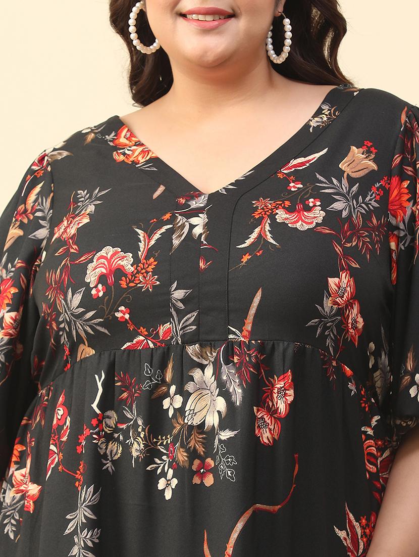 women plus size floral print puff sleeve tiered dress - 21981176 - Standard Image - 5