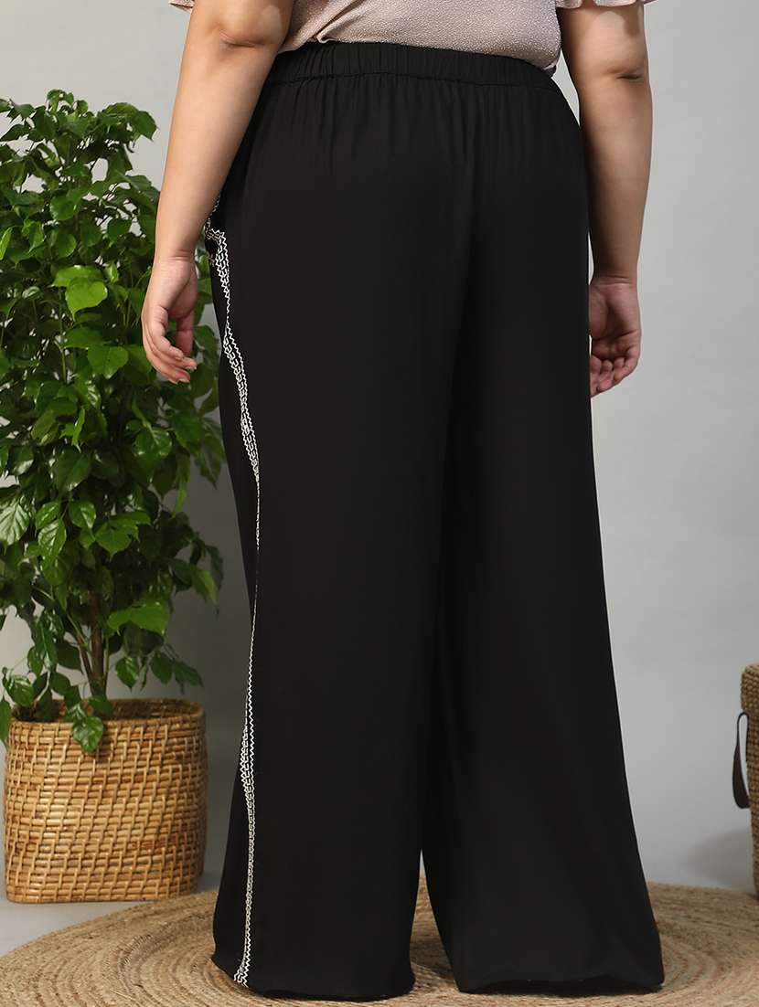 women plus size solid mid rise wide leg trouser - 21981178 - Standard Image - 3