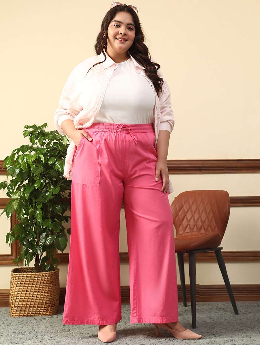women plus size solid mid rise wide leg trouser - 21981180 - Standard Image - 5
