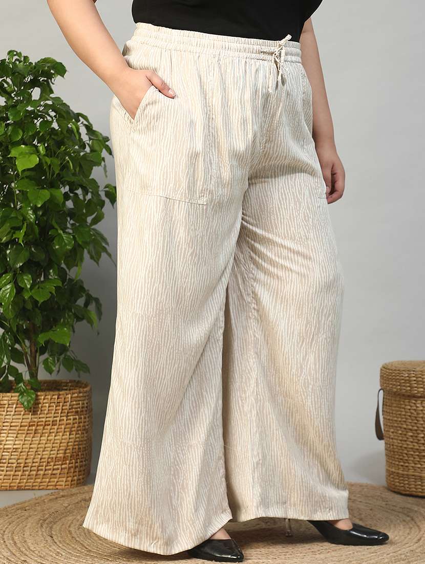 women plus size printed mid rise wide leg trouser - 21981183 - Standard Image - 5