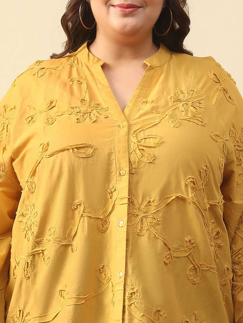 women plus size self designed puff sleeve shirt style top - 21981188 -  Standard Image - 3