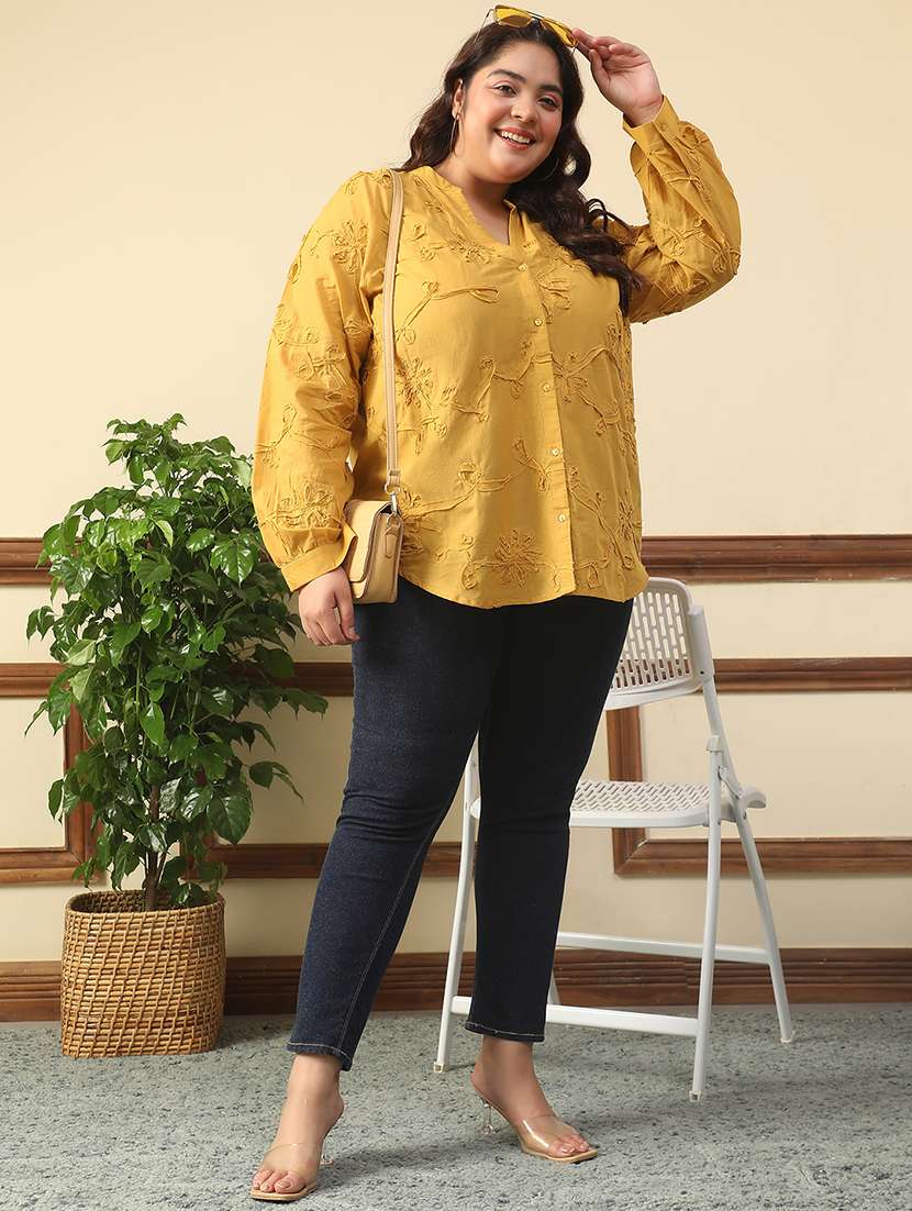women plus size self designed puff sleeve shirt style top - 21981188 -  Standard Image - 5