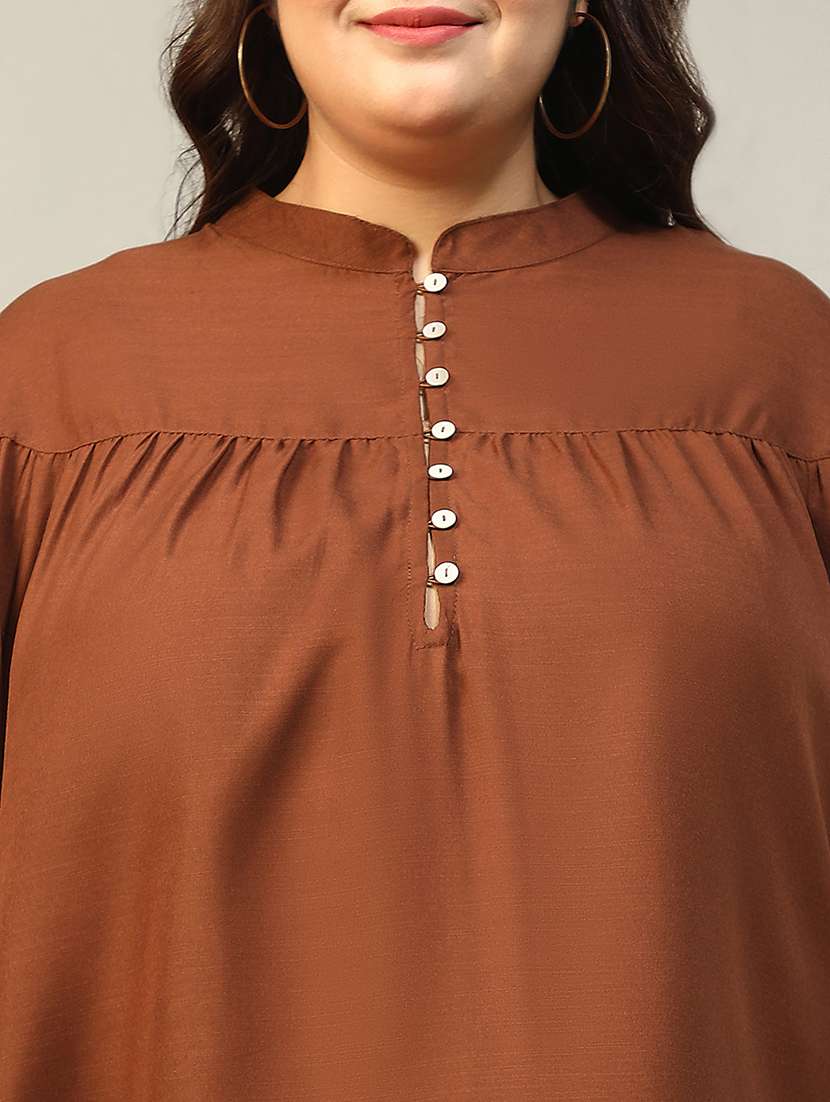 women plus size solid puff sleeve top - 21981198 -  Standard Image - 3