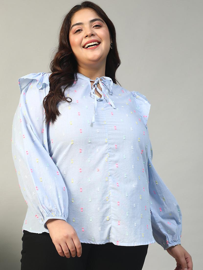 women plus size self designed puff sleeve top - 21981200 - Zoom Image - 0