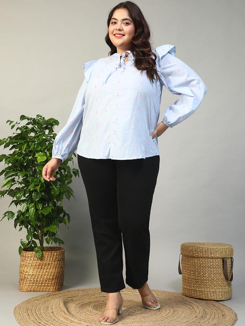 women plus size self designed puff sleeve top - 21981200 - Standard Image - 5