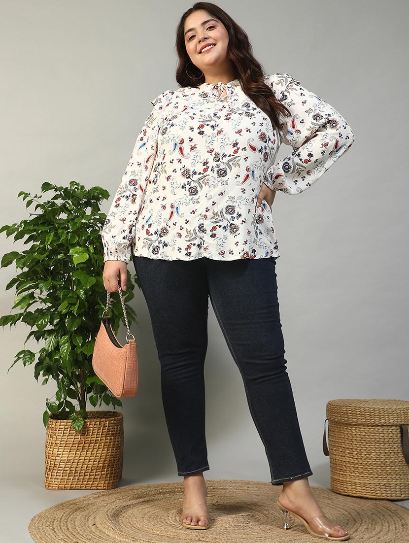 women plus size floral printed puff sleeve top - 21981201 - Standard Image - 5