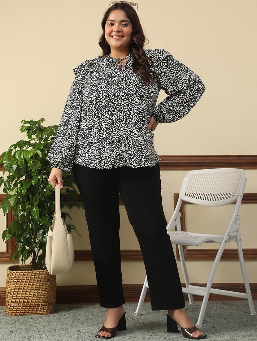 women plus size animal print puff sleeve top - 21981202 - Standard Image - 5