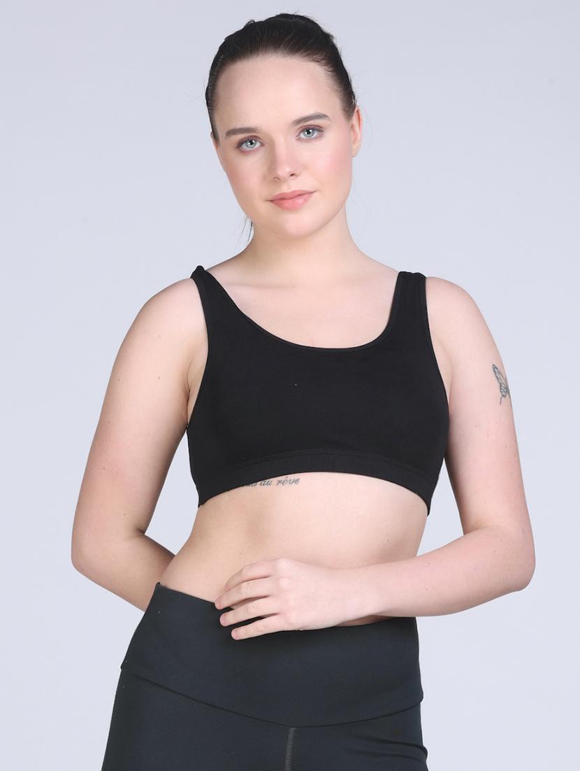 women black solid sports bra - 21981229 -  Zoom Image - 0