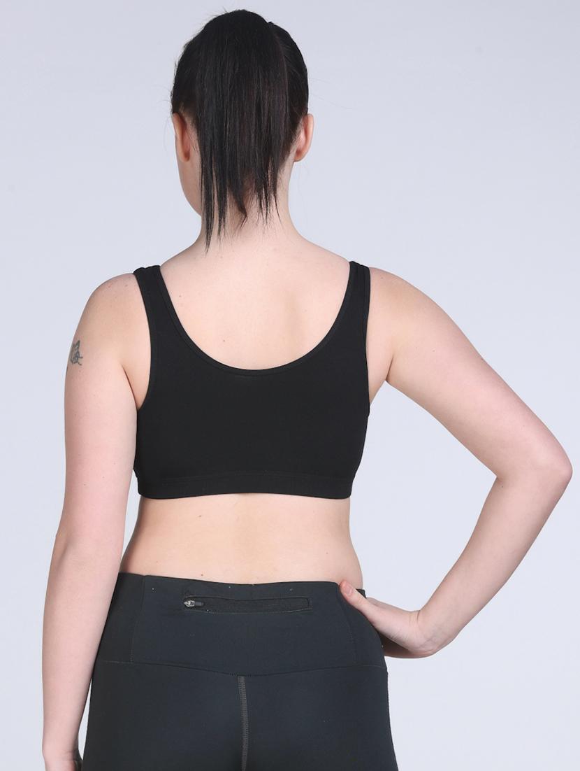 women black solid sports bra - 21981229 - Standard Image - 3