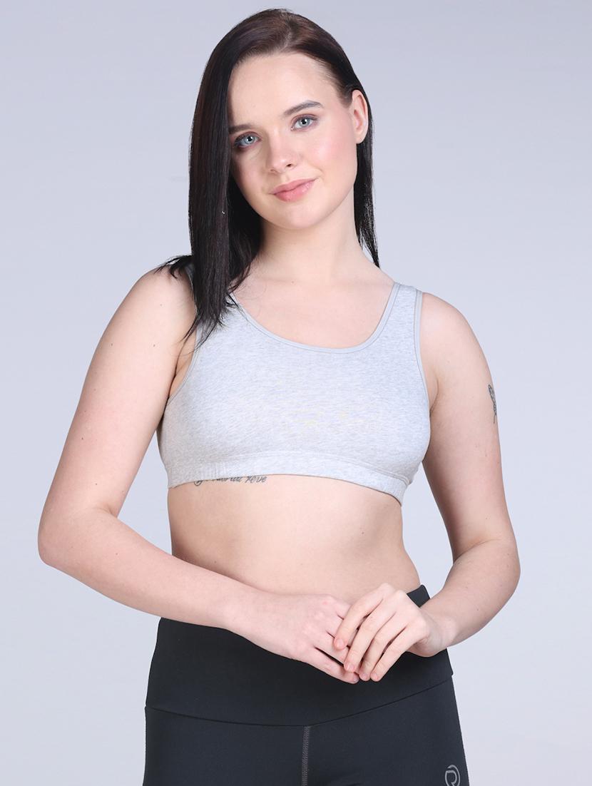 grey melange cotton sports bra - 21981230 - Zoom Image - 0