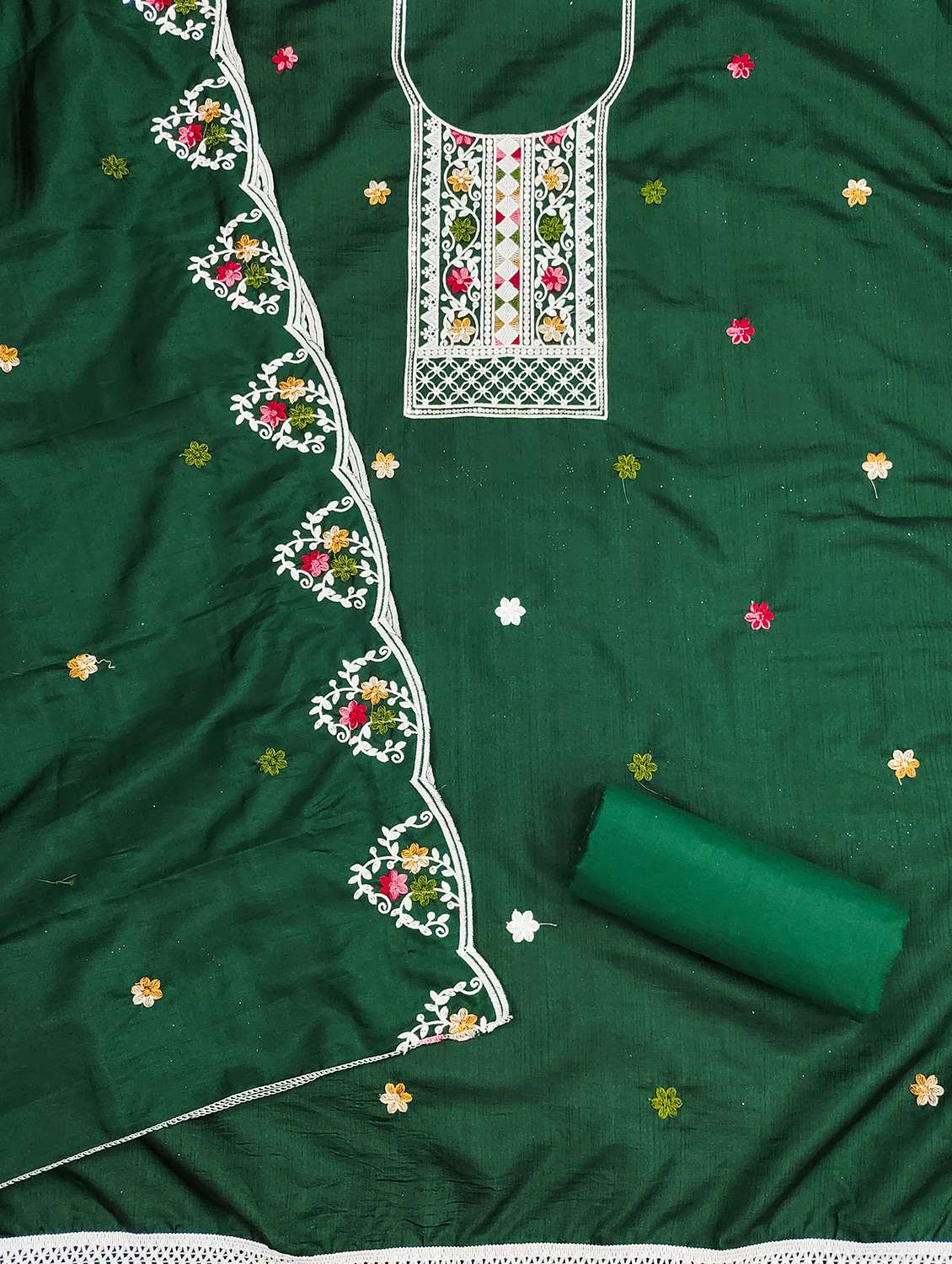 women embroidered unstitched suit set - 21981254 -  Standard Image - 3