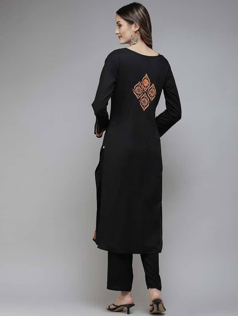 women embroidered long sleeve straight kurta - 21981256 - Standard Image - 3