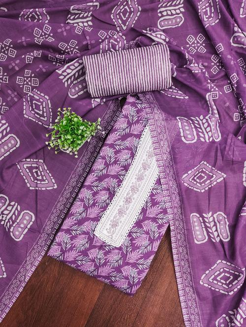 women printed with embroidered work unstitched suit set - 21981262 - Standard Image - 0