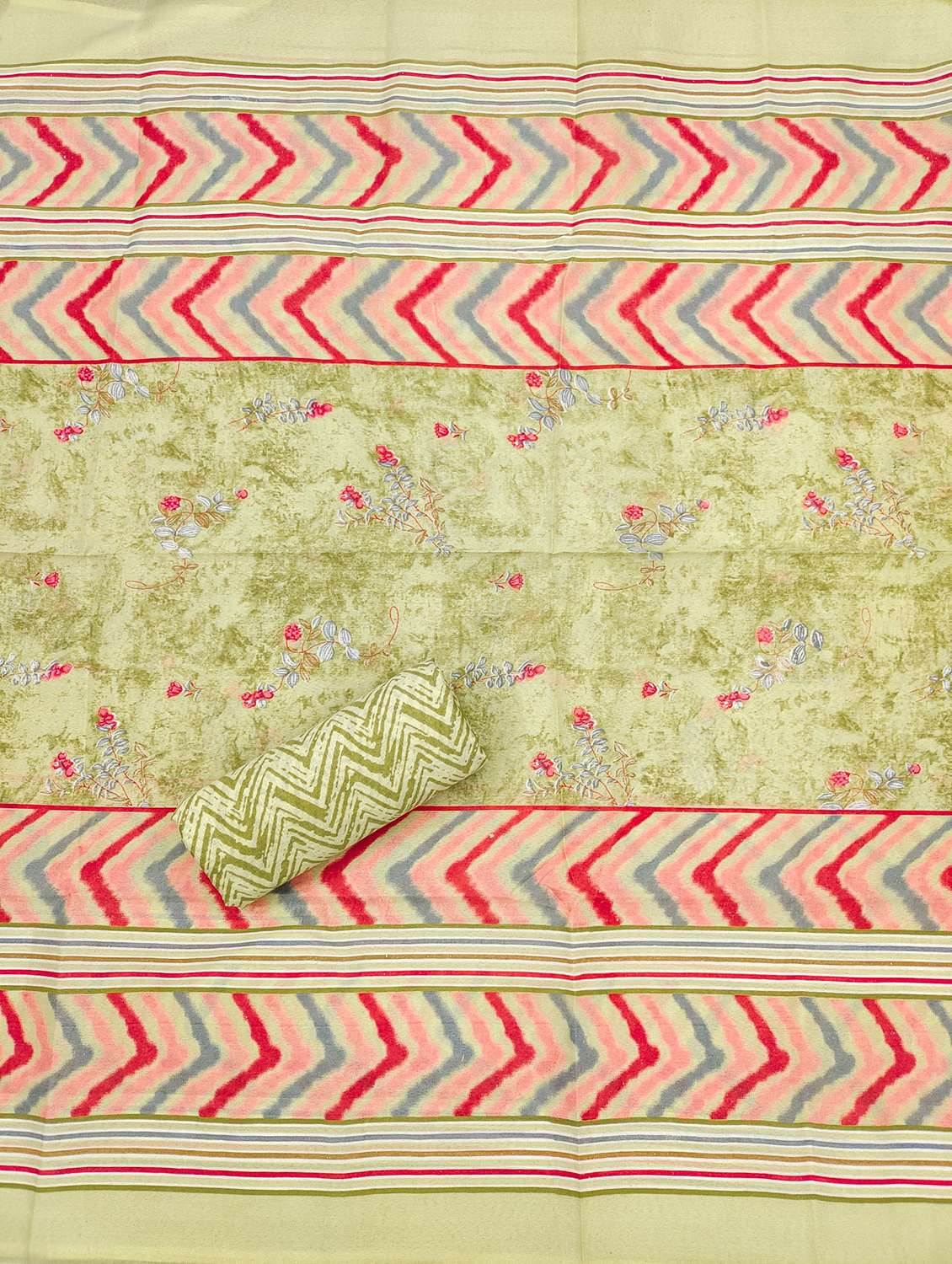 women printed with embroidery work unstitched suit set - 21981279 -  Standard Image - 3