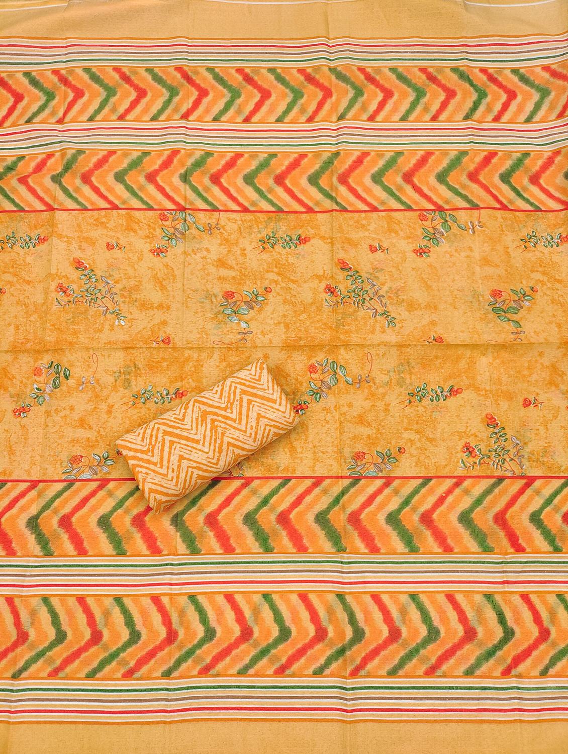 women printed with embroidery work unstitched suit set - 21981280 - Standard Image - 3