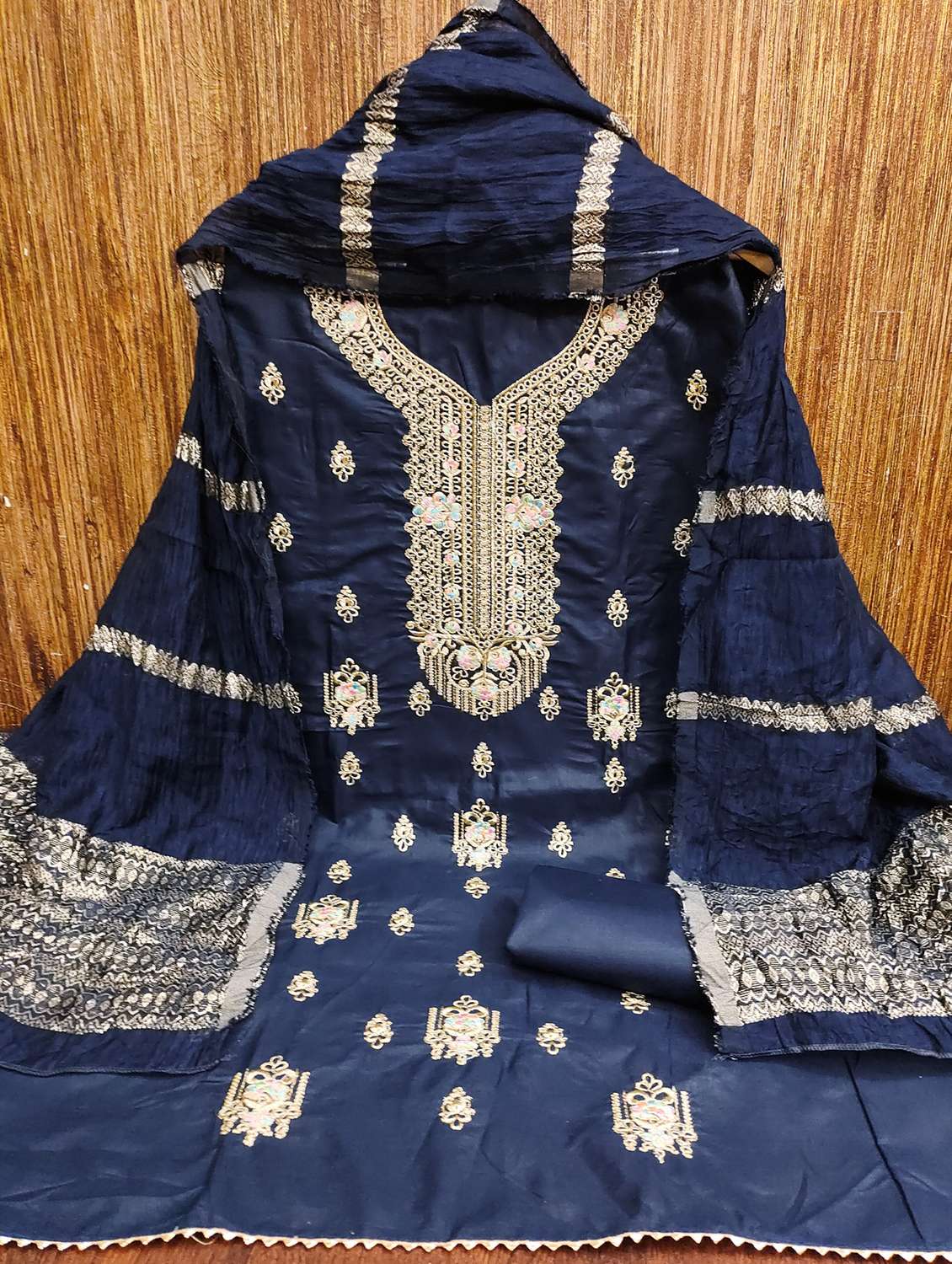 women embroidered unstitched suit set - 21981281 -  Standard Image - 3