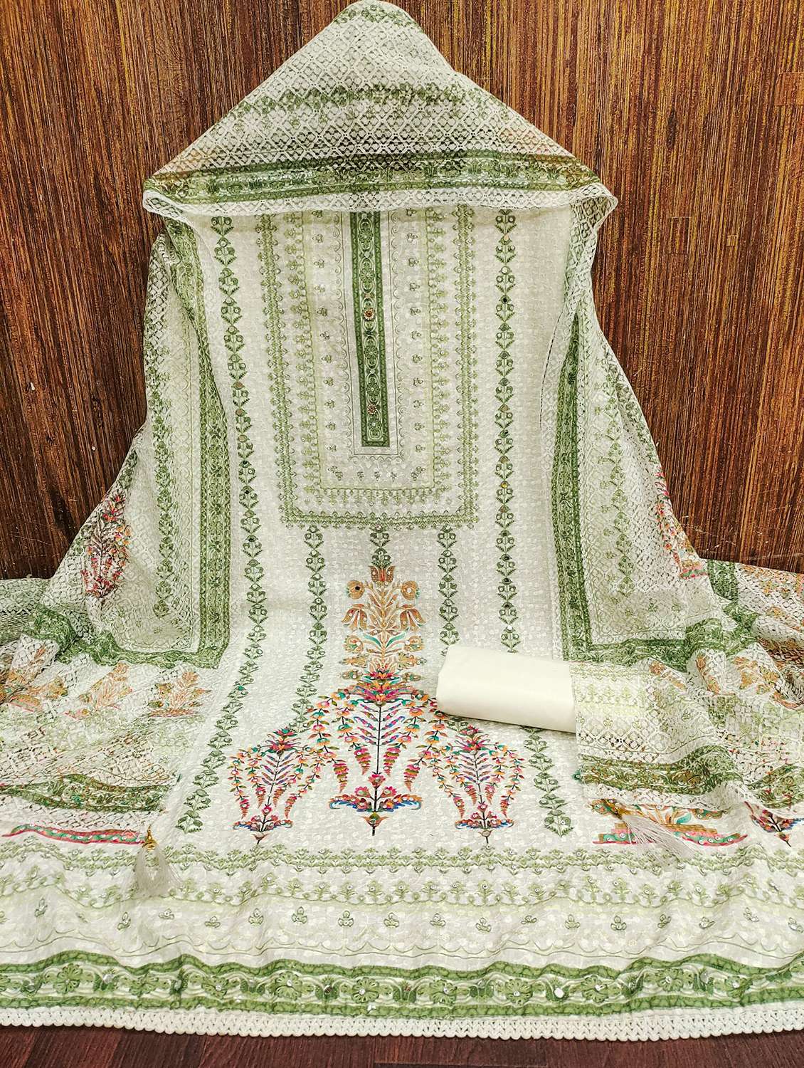 women embroidered unstitched suit set - 21981288 -  Standard Image - 3