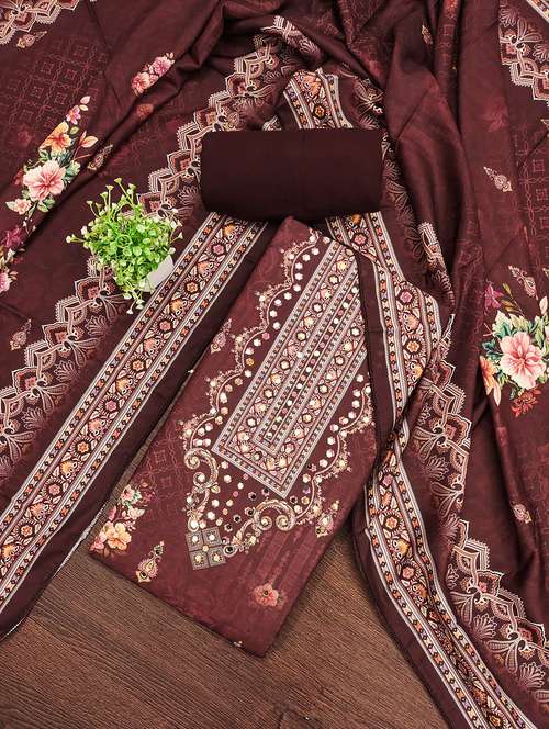 women floral print unstitched suit set - 21981295 - Standard Image - 0