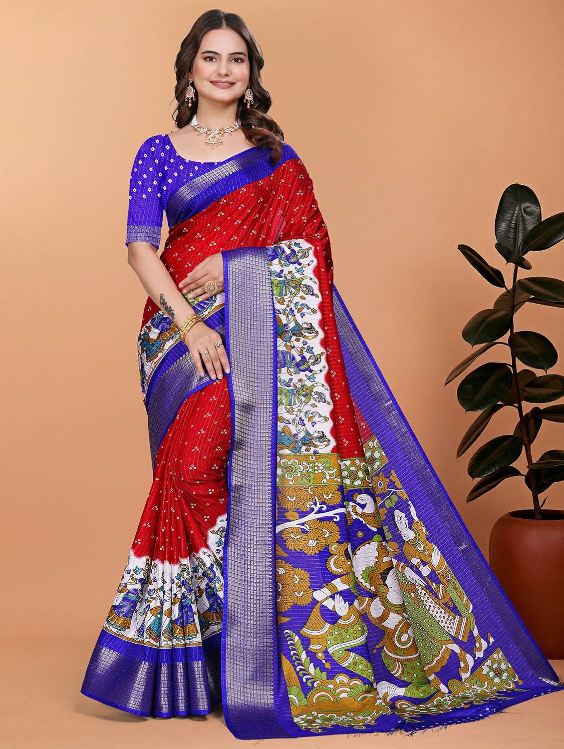 women printed bordered saree with blouse - 21981365 - Zoom Image - 0