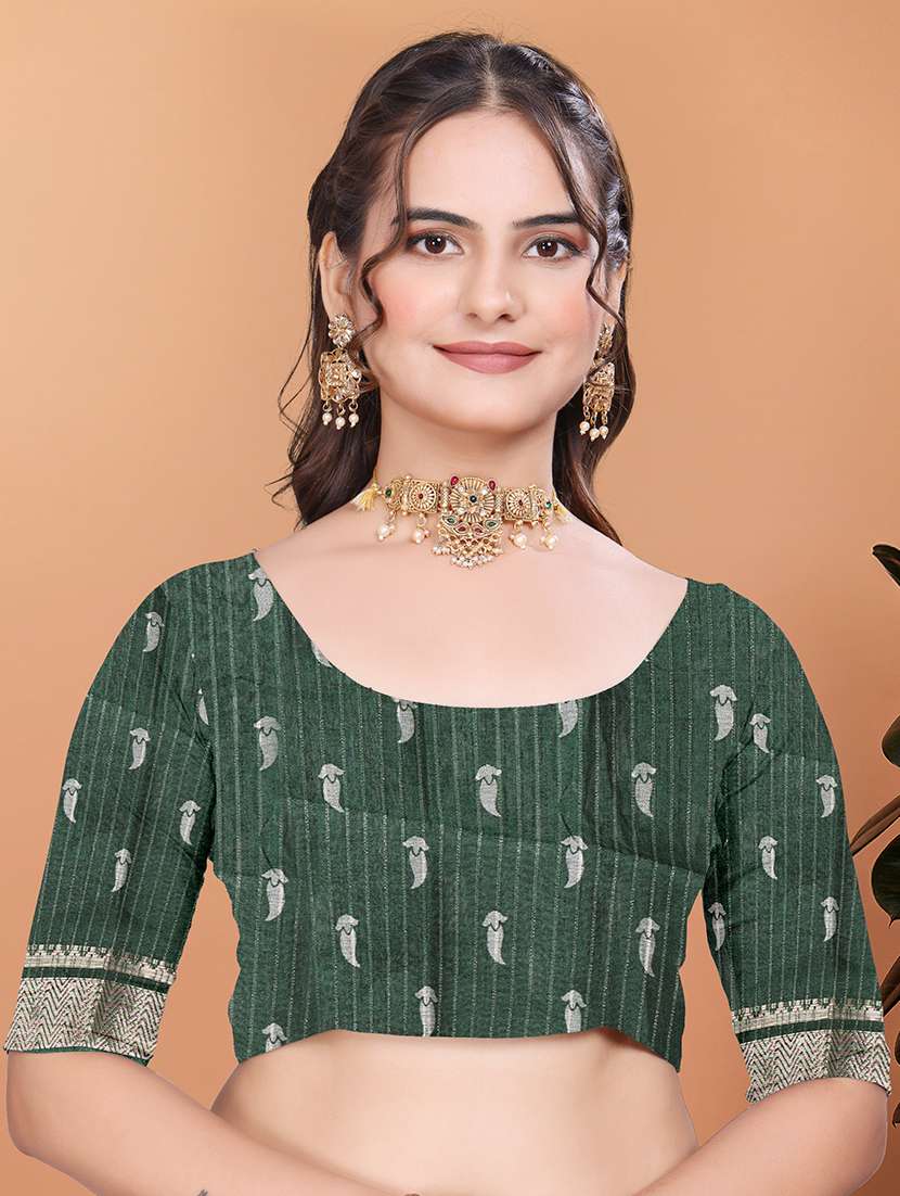 women printed bordered saree with blouse - 21981390 - Standard Image - 5