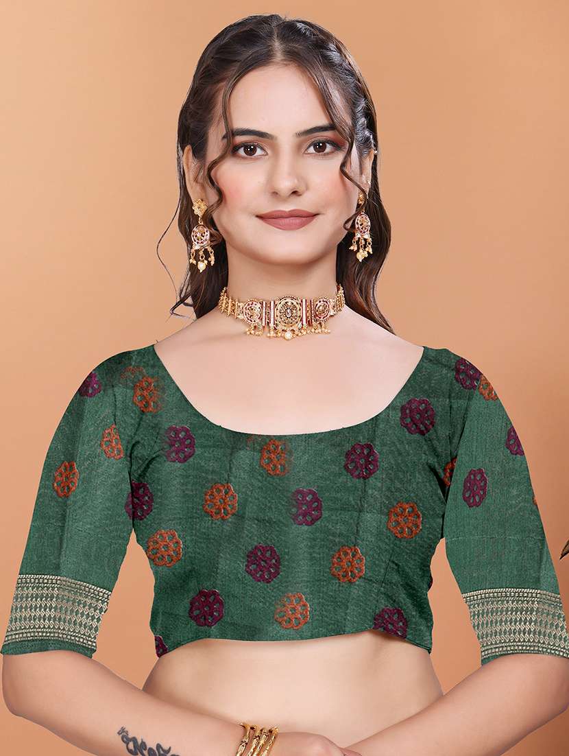 women printed bordered saree with blouse - 21981397 - Standard Image - 5